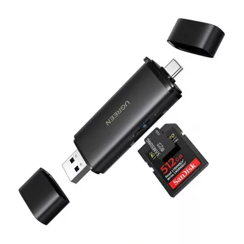 UGREEN 2-i-1 USB-C / USB-A SD 4.0 UHS-II-kortlæser sort