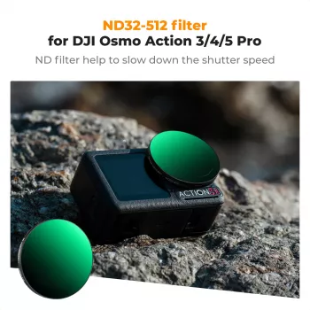 KF Concept Nano-X variabelt ND-filter ND32-512 grå til DJI Osmo Action 3/4/5 Pro