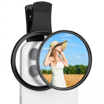 KF 2-i-1 Black Diffusion 1/4 + CPL Phone Filter Kit 67 mm Clip-On