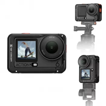 KF rammeholder kameracage til DJI Osmo Action 6, metal, sort, KF12.0026