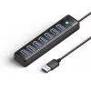 ORICO PW7U-U3 7-port USB 3.0-hub med USB-C-strømforsyning, 1 m kabel, sort
