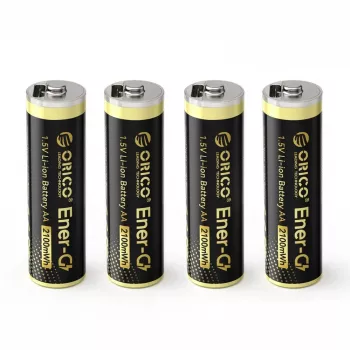 ORICO Ener-G EG5C 1,5 V 2100 mWh genopladeligt AA LiPo-batteri med USB-C-ladekabel, 4-pak
