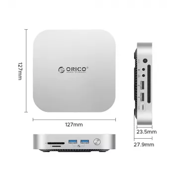 ORICO MiniLink 9-i-1 USB-C dockingstation med M.2 SSD-kabinet - sølv