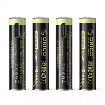 ORICO Ener-G EG7C 1,5V 500mWh genopladeligt AAA-lithiumbatteri med USB-C-ladekabel, 4-pak