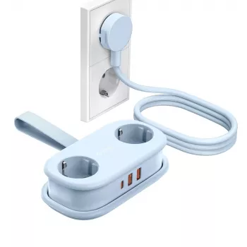 ORICO AP3 20W GaN power strip 5-i-1, 2x AC + 2x USB-A + 1x USB-C, blå