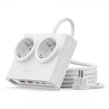 ORICO PDC25 stikdåse 25W 6-i-1 2x AC + 2x USB-A + 2x USB-C - hvid