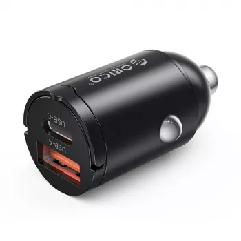 ORICO MiniRing 30W USB-A + USB-C biloplader - sort