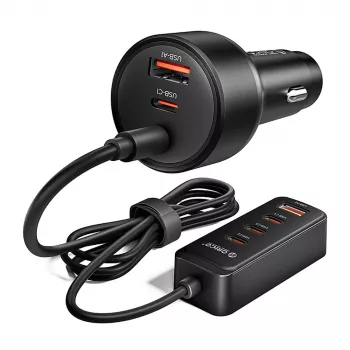 ORICO ChargeClip 108W biloplader med clip, 2x USB-A + 4x USB-C, sort