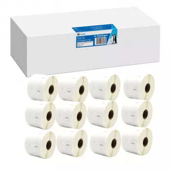 12x G&G etiketter 32mm x 57mm sort på hvid kompatibel med Dymo 11354 / S0722540