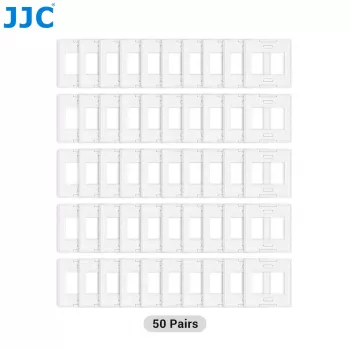 JJC SM-35x50 diarammer til 35mm-film, 50x50mm ramme, 36x24mm billedvindue, ABS-plast, til sammensætning, 50 stk.