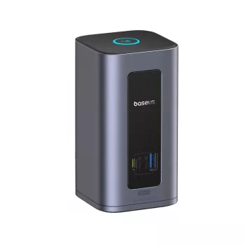 Baseus Nomos NU1 Air Spacemate 12-i-1 USB-C-dockingstation, 2x HDMI 4K@60Hz, 2x DP 4K@60Hz, 2x USB-C, 2x USB-A 5Gbps, 2x USB-A 2.0, RJ45 Gigabit Ethernet, grå
