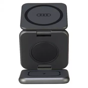 Audi Foldbar 3-i-1 Trådløs ladestation grå Big Logo AU-MWC3IN1-GT/D1-GY