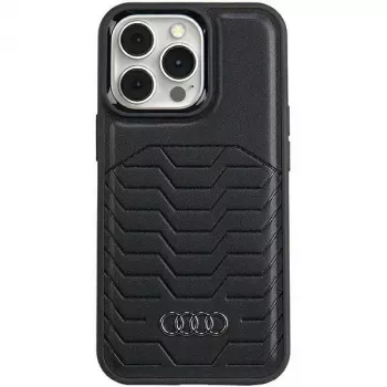 Audi Kunstlæder MagSafe iPhone 15 Pro 6,1 inch Hard Case sort