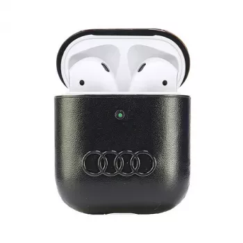 Audi Læder Big Logo AirPods 1/2 Etui sort AU-AP-GT/D3-BK