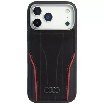 Audi R8 Ægte Læder MagSafe Cover til iPhone 15 Pro Max sort/rød