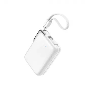 Joyroom JR-PBF27 Pro powerbank 10000mAh 30W med integreret USB-C-kabel og ekstra tovejs USB-C-til-Lightning-kabel - hvid