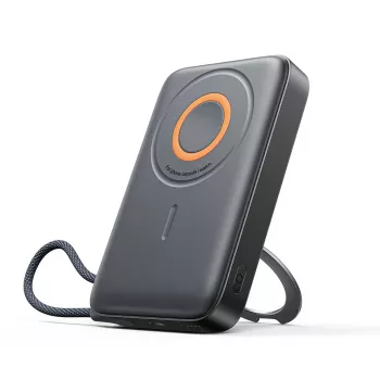 Joyroom JR-PBM02 powerbank 22,5W 10000mAh 3-i-1 induktiv magnetisk kompatibel med MagSafe med integreret kabel - sort