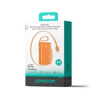 Joyroom JR-PR2 powerbank 35W 10000mAh med integrerede USB-C- og Lightning-kabler - orange
