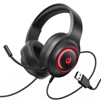 QCY V200 Pro kablet gaming-headset med virtuel 7.1 surround sound og aftagelig mikrofon - sort