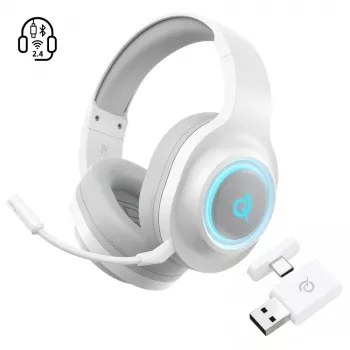 QCY Heroad V200 tri-mode gaming-headset med virtuel 7.1 surround sound, 240h batteri, aftagelig mikrofon - hvid