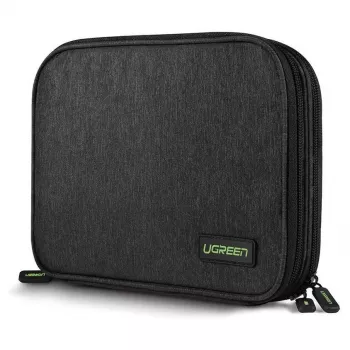 UGREEN elektronisk organizer-etui til harddisk HDD SSD telefon kabler tilbehør 24,5 x 17,5 x 5 cm grå (50147 LP149)