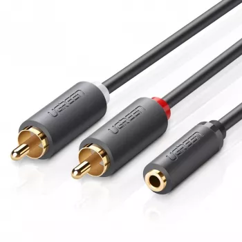 UGREEN AV102 audiokabel 2x RCA (cinch) til 3,5 mm jack 0,25 m sort