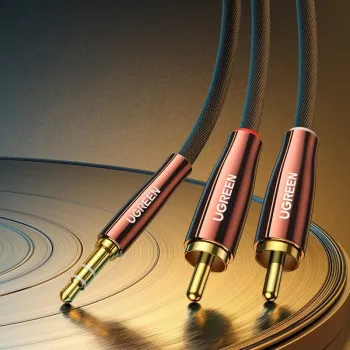 UGREEN 2x RCA (Cinch) til 3,5 mm lydkabel, 2 m, sort