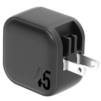 ENERGEA Travelite GAN45 45W GaN USB-C dobbeltport rejselader med US+EU-adaptere, sort