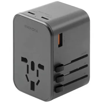 ENERGEA Travelworld Adapter GaN65W 65W 1xUSB-A 2xUSB-C PD PPS QC 3.0 udskiftelige stik US/EU/UK Gunmetal Grey