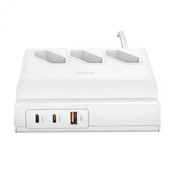 USAMS 65W Super SiFast Charging USB-forlængerstik EU hvid CC160TC01 (US-CC160)