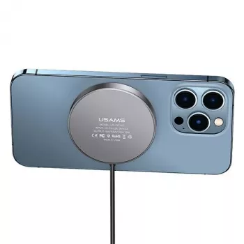 USAMS Magnetisk trådløs lader 15W Aluminium sort US-CD183