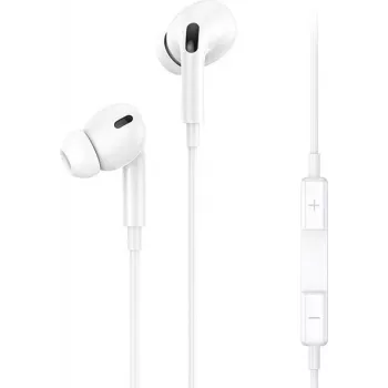 USAMS EP-41 kablede in-ear stereo-høretelefoner med mikrofon, 3,5 mm jackstik, hvid