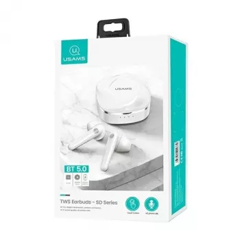 USAMS SDseries BHUSD01 True Wireless Stereo Bluetooth 5.0-øretelefoner, hvid