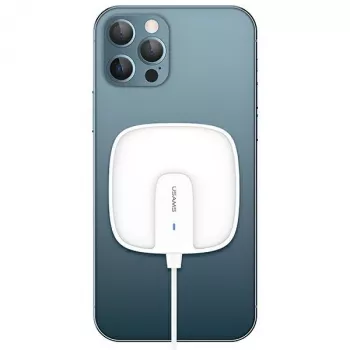 USAMS US-CD159 magnetisk trådløs oplader 15W ekstra tynd til iPhone 12-serien hvid