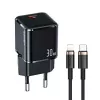 USAMS T45 30W PD3.0 USB-C hurtigoplader med U63 USB-C til Lightning-kabel, sort, UXTZH01