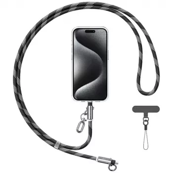 USAMS SJ745 60W USB-C til USB-C telefonlanyard med ladekabel 1,2m sort