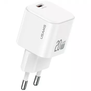 USAMS 20W USB-C PD vægoplader med Lightning-kabel (1m) - hvid