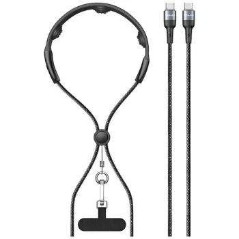USAMS SJ759 U89 100W hurtigopladning USB-C-kabel med massager, 1,2m, sort