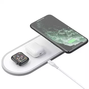 DUDAO A11 3-i-1 trådløs opladningsstation 10W hvid