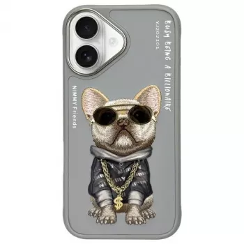 Nimmy beskyttelsescover til Apple iPhone 16 6,1 inch grå Glasses Cool Dog