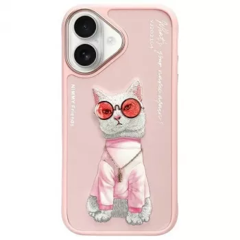 Nimmy Case til Apple iPhone 16 6,1 inch Pink Glasses Cool Cat