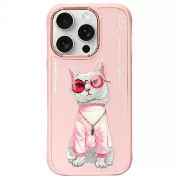 Nimmy Case til iPhone 16 Pro 6,3 inch Pink Glasses Cool Cat
