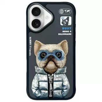 Nimmy Cool&Cute 2.0 Dog Beskyttelsescover til Apple iPhone 16 6,1 inch sort