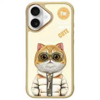 Nimmy Case til iPhone 16 6,1 inch Khaki Cool&Cute 2.0 Cat