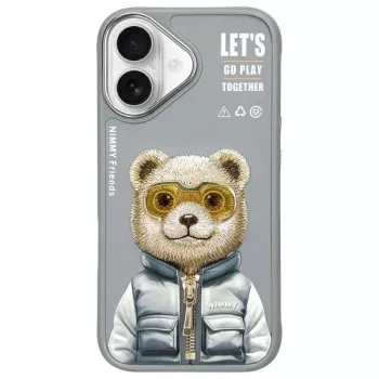 Nimmy Cool&Cute 2.0 Bear Case til Apple iPhone 16 6,1 inch grå