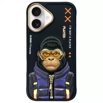 Nimmy Cool&Cute 2.0 Monkey Bagcover til Apple iPhone 16 6,1 inch - sort