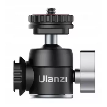 ULANZI U-60 Mini-Kuglehoved med to koldskoholdere, 1/4 inch gevind, aluminiumslegering, 1,5 kg belastning, sort
