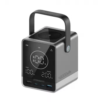 CUKTECH 300W 40000 mAh Power Bank med trådløs opladning 2x USB-C + 2x USB-A sort