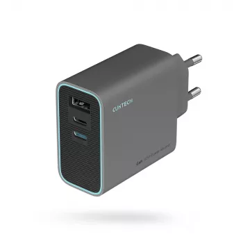 CUKTECH CUKAD653EUGR 65W GaN 3-port USB-C & USB-A-væglader - grå