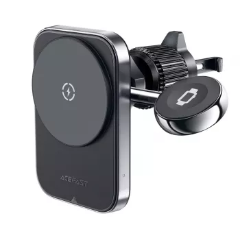 Acefast D18 bilholder med MagSafe / Qi trådløs oplader + USB-A til USB-C-kabel - sort